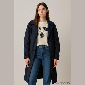 Retro 80's Classic Navy Women's Trench Coat